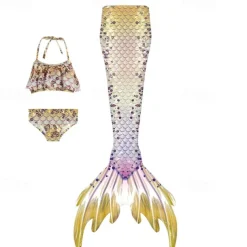 Kids Girls' Mermaid Swimwear Swimsuit Holiday Beach Scales Vacation Tropical Bathing Suits 4 years+ Summer Light Pink Light Green