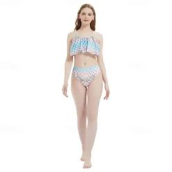 Kids Girls' Mermaid Swimwear Swimsuit Holiday Beach Scales Vacation Tropical Bathing Suits 4 years+ Summer Light Pink Light Green