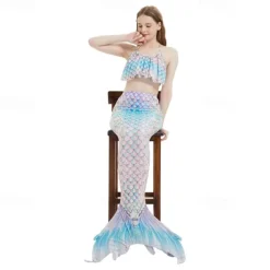 Kids Girls' Mermaid Swimwear Swimsuit Holiday Beach Scales Vacation Tropical Bathing Suits 4 years+ Summer Light Pink Light Green