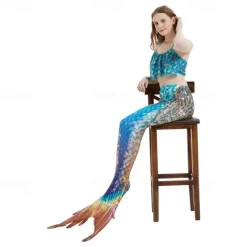 Kids Girls' Mermaid Swimwear Swimsuit Holiday Beach Scales Vacation Tropical Bathing Suits 4 years+ Summer Light Pink Light Green