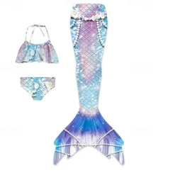 Kids Girls' Mermaid Swimwear Swimsuit Holiday Beach Scales Vacation Tropical Bathing Suits 4 years+ Summer Light Pink Yellow