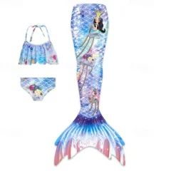 Kids Girls' Mermaid Swimwear Swimsuit Holiday Beach Scales Vacation Tropical Bathing Suits 4 years+ Summer Light Pink Yellow