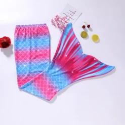 Kids Girls' One Piece Mermaid Swimwear Swimwear Beach Children's Day Geometric Bathing Suits 4-12 Years Summer Blue Fuchsia