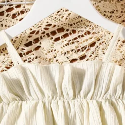 Kids Girls' Overall & Jumpsuit Solid Color Fashion Off Shoulder School 7-13 Years Summer Beige