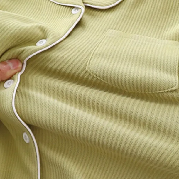 Kids Girls' Pajama Sets Long Sleeve SY01-pajamas light pink Yellow Light Green Solid Color Button Spring Fall Active Home 7-13 Years