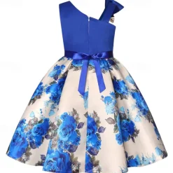 Kids Girls' Party Dress Flower Sleeveless Performance Birthday Tie Knot Beautiful Sweet Cotton Knee-length Party Dress Swing Dress A Line Dress Summer 4-12 Years Pink Red Blue