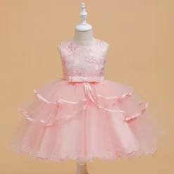 Kids Girls' Party Dress Graphic Flower Sleeveless Special Occasion Princess Polyester Party Dress Summer Spring 4 years+ Multicolor Champagne Pink