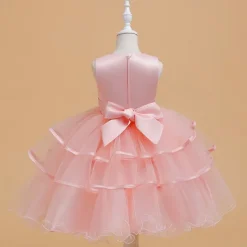 Kids Girls' Party Dress Graphic Flower Sleeveless Special Occasion Princess Polyester Party Dress Summer Spring 4 years+ Multicolor Champagne Pink
