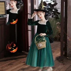 Kids Girls' Party Dress Solid Color Short Sleeve Long Sleeve 3/4 Length Sleeve Performance Halloween Party Mesh Princess Cosplay Costume Sweet Mesh Mid-Calf Sheath Dress Tulle Dress Summer Spring Fall