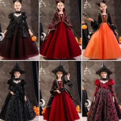 Kids Girls' Party Dress Solid Color Short Sleeve Long Sleeve 3/4 Length Sleeve Performance Halloween Party Mesh Princess Cosplay Costume Sweet Mesh Mid-Calf Sheath Dress Tulle Dress Summer Spring Fall