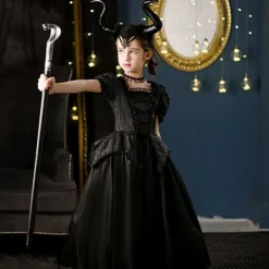 Kids Girls' Party Dress Solid Color Short Sleeve Long Sleeve 3/4 Length Sleeve Performance Halloween Party Mesh Princess Cosplay Costume Sweet Mesh Mid-Calf Sheath Dress Tulle Dress Summer Spring Fall