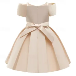 Kids Girls' Party Dress Solid Color Sleeveless Performance Birthday Tie Knot Beautiful Sweet Cotton Maxi Party Dress Swing Dress A Line Dress Summer 4 years+ White Champagne Pink