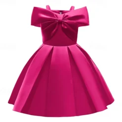 Kids Girls' Party Dress Solid Color Sleeveless Performance Birthday Tie Knot Beautiful Sweet Cotton Maxi Party Dress Swing Dress A Line Dress Summer 4 years+ White Champagne Pink