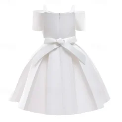 Kids Girls' Party Dress Solid Color Sleeveless Performance Birthday Tie Knot Beautiful Sweet Cotton Maxi Party Dress Swing Dress A Line Dress Summer 4 years+ White Champagne Pink