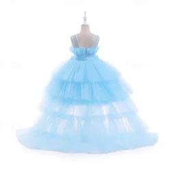 Kids Girls' Party Dress Solid Color Sleeveless Performance Wedding Party Tie Knot Beautiful Sweet Polyester Asymmetrical Party Dress Swing Dress A Line Dress Summer 4 years+ Black White Pink