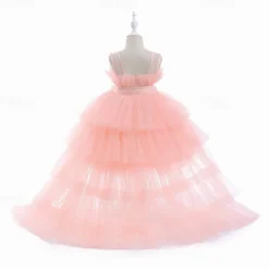 Kids Girls' Party Dress Solid Color Sleeveless Performance Wedding Party Tie Knot Beautiful Sweet Polyester Asymmetrical Party Dress Swing Dress A Line Dress Summer 4 years+ Black White Pink