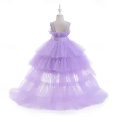 Kids Girls' Party Dress Solid Color Sleeveless Performance Wedding Party Tie Knot Beautiful Sweet Polyester Asymmetrical Party Dress Swing Dress A Line Dress Summer 4 years+ Black White Pink