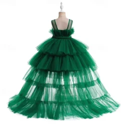 Kids Girls' Party Dress Solid Color Sleeveless Performance Wedding Party Tie Knot Beautiful Sweet Polyester Asymmetrical Party Dress Swing Dress A Line Dress Summer 4 years+ Black White Pink