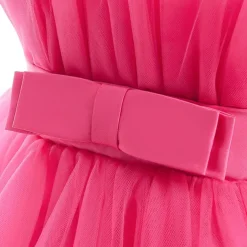 Kids Girls' Party Dress Solid Color Sleeveless Performance Wedding Party Tie Knot Beautiful Sweet Polyester Asymmetrical Party Dress Swing Dress A Line Dress Summer 4 years+ Black White Pink