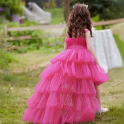 Kids Girls' Party Dress Solid Color Sleeveless Performance Wedding Party Tie Knot Beautiful Sweet Polyester Asymmetrical Party Dress Swing Dress A Line Dress Summer 4 years+ Black White Pink