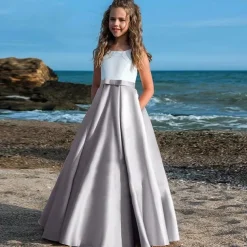 Kids Girls' Party Dress Solid Color Sleeveless Performance Mesh Princess Sweet Mesh Mid-Calf Sheath Dress Tulle Dress Summer Spring Fall 2-12 Years Black White Champagne