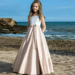 Kids Girls' Party Dress Solid Color Sleeveless Performance Mesh Princess Sweet Mesh Mid-Calf Sheath Dress Tulle Dress Summer Spring Fall 2-12 Years Black White Champagne