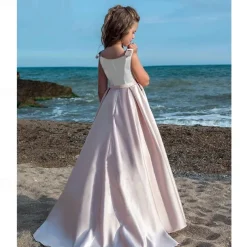 Kids Girls' Party Dress Solid Color Sleeveless Performance Mesh Princess Sweet Mesh Mid-Calf Sheath Dress Tulle Dress Summer Spring Fall 2-12 Years Black White Champagne