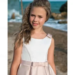 Kids Girls' Party Dress Solid Color Sleeveless Performance Mesh Princess Sweet Mesh Mid-Calf Sheath Dress Tulle Dress Summer Spring Fall 2-12 Years Black White Champagne