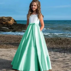 Kids Girls' Party Dress Solid Color Sleeveless Performance Mesh Princess Sweet Mesh Mid-Calf Sheath Dress Tulle Dress Summer Spring Fall 2-12 Years Black White Champagne