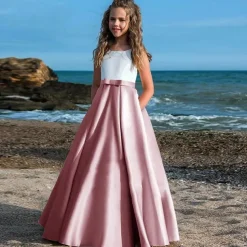 Kids Girls' Party Dress Solid Color Sleeveless Performance Mesh Princess Sweet Mesh Mid-Calf Sheath Dress Tulle Dress Summer Spring Fall 2-12 Years Black White Champagne