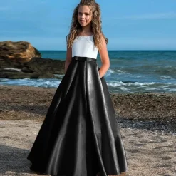 Kids Girls' Party Dress Solid Color Sleeveless Performance Mesh Princess Sweet Mesh Mid-Calf Sheath Dress Tulle Dress Summer Spring Fall 2-12 Years Black White Champagne