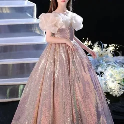 Kids Girls' Party Dress Solid Color Sleeveless Performance Wedding Mesh Princess Sweet Mesh Mid-Calf Sheath Dress Tulle Dress Flower Girl's Dress Summer Spring Fall 2-12 Years Pink Sky Blue