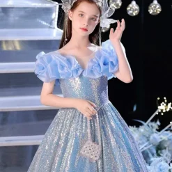 Kids Girls' Party Dress Solid Color Sleeveless Performance Wedding Mesh Princess Sweet Mesh Mid-Calf Sheath Dress Tulle Dress Flower Girl's Dress Summer Spring Fall 2-12 Years Pink Sky Blue