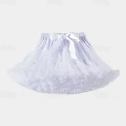 Kids Girls' Skirt Solid Color Active Mesh Performance 5-13 Years Summer Black White Pink