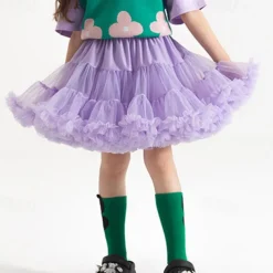 Kids Girls' Skirt Solid Color Active Mesh Performance 5-13 Years Summer Black White Pink