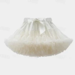 Kids Girls' Skirt Solid Color Active Mesh Performance 5-13 Years Summer Black White Pink