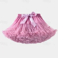 Kids Girls' Skirt Solid Color Active Mesh Performance 5-13 Years Summer Black White Pink