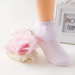 Kids Girls' Socks White Pink Yellow Solid Colored Mesh Spring Summer Cute Daily Wear 1-12 Years