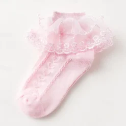 Kids Girls' Socks White Pink Yellow Solid Colored Mesh Spring Summer Cute Daily Wear 1-12 Years