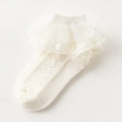 Kids Girls' Socks White Pink Yellow Solid Colored Mesh Spring Summer Cute Daily Wear 1-12 Years