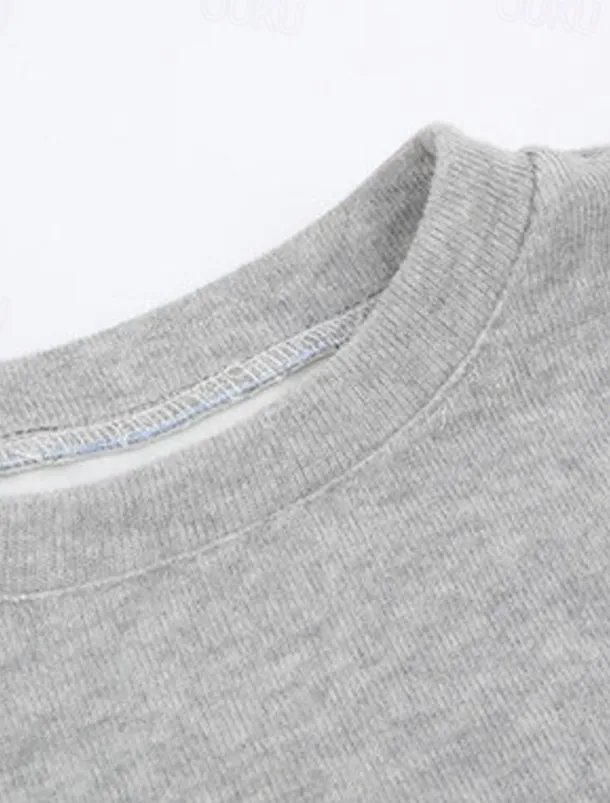 Kids Girls' Sweatshirt & Pants 2 Pieces Clothing Set Long Sleeve Gray Purple Pink Solid Color Sports Vacation Fashion Comfort 3-12 Years