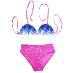 Kids Girls' Swimsuit Bikini Outdoor Party Mermaid Vacation Fashion Bathing Suits 4 years+ Summer Yellow Pink