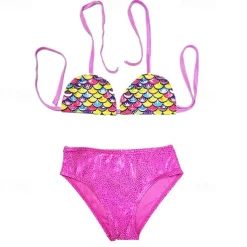 Kids Girls' Swimsuit Bikini Outdoor Party Mermaid Vacation Fashion Bathing Suits 4 years+ Summer Yellow Pink