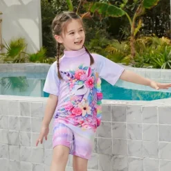 Kids Girls' Swimsuit Outdoor Party Unicorn Vacation Fashion Bathing Suits 4 years+ Summer Multicolor White