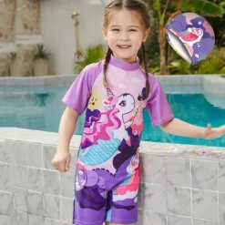 Kids Girls' Swimsuit Outdoor Party Unicorn Vacation Fashion Bathing Suits 4 years+ Summer Multicolor White