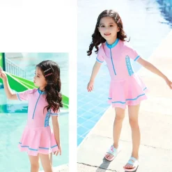 Kids Girls' Swimsuit Outdoor Party Color Block Vacation Fashion Bathing Suits 4 years+ Summer Pink Navy Blue