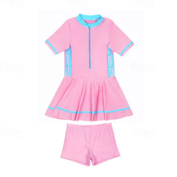 Kids Girls' Swimsuit Outdoor Party Color Block Vacation Fashion Bathing Suits 4 years+ Summer Pink Navy Blue