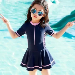 Kids Girls' Swimsuit Outdoor Party Color Block Vacation Fashion Bathing Suits 4 years+ Summer Pink Navy Blue