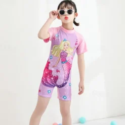 Kids Girls' Swimsuit Outdoor Party Unicorn Vacation Fashion Bathing Suits 4 years+ Summer Multicolor White