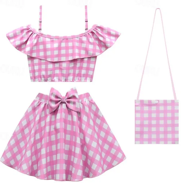 Kids Girls' Swimwear Outdoor Beach Print Bathing Suits 2-12 Years Summer 20365+bags 20365+swimming cap